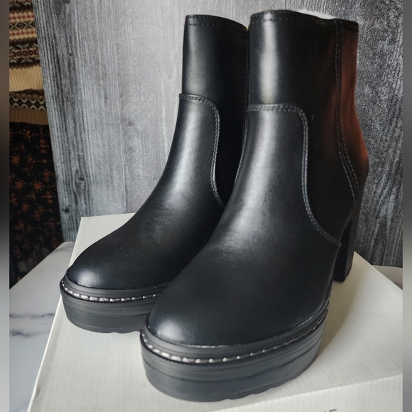 Sun + Stone Womens Kiinsley Faux Leather Block Heel Ankle Boots| Size 8M|New W B - Picture 9 of 10